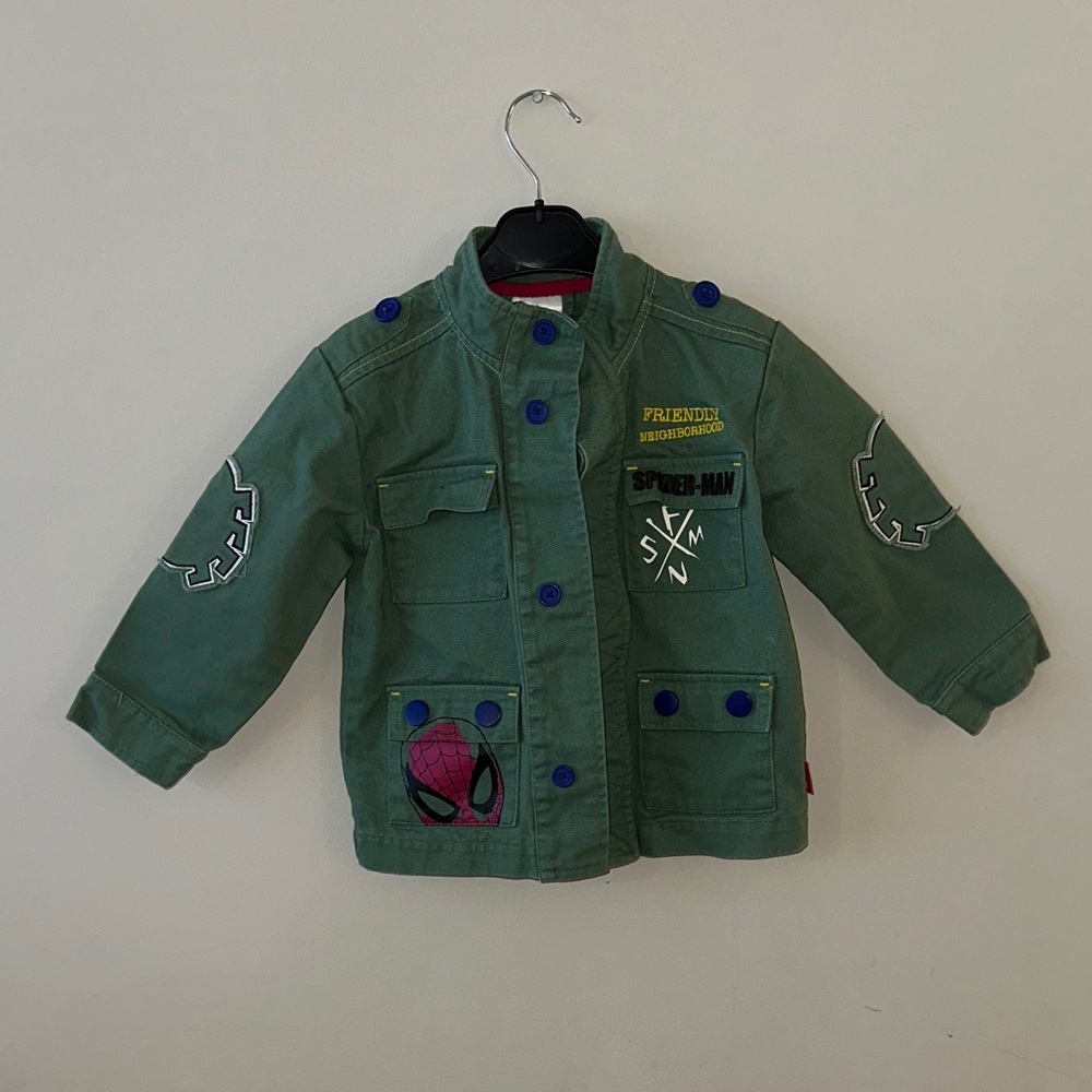 Spider-Man Disney Toddler Jacket Size 2 | Marvel Green Utility Coat